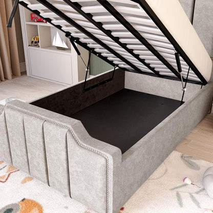 Washington Kids Upholstered Ottoman Bed - Seal Grey Naples