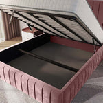 Milan Upholstered Ottoman Bed - Pink Plush Velvet