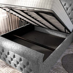 Melbourne Upholstered Ottoman Bed - Silver Chenille