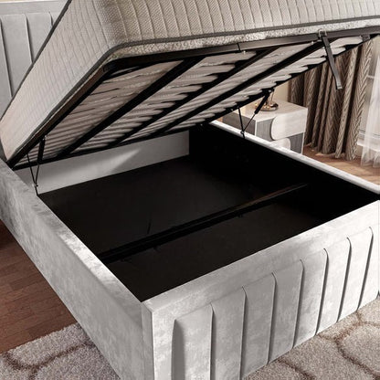 Hamilton Upholstered Ottoman Bed - Silver Plush Velvet