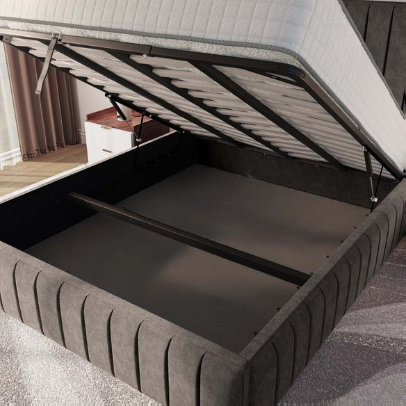 Milan Upholstered Ottoman Bed - Slate Grey Naples