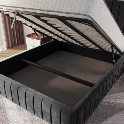 Milan Upholstered Ottoman Bed - Steel Plush Velvet