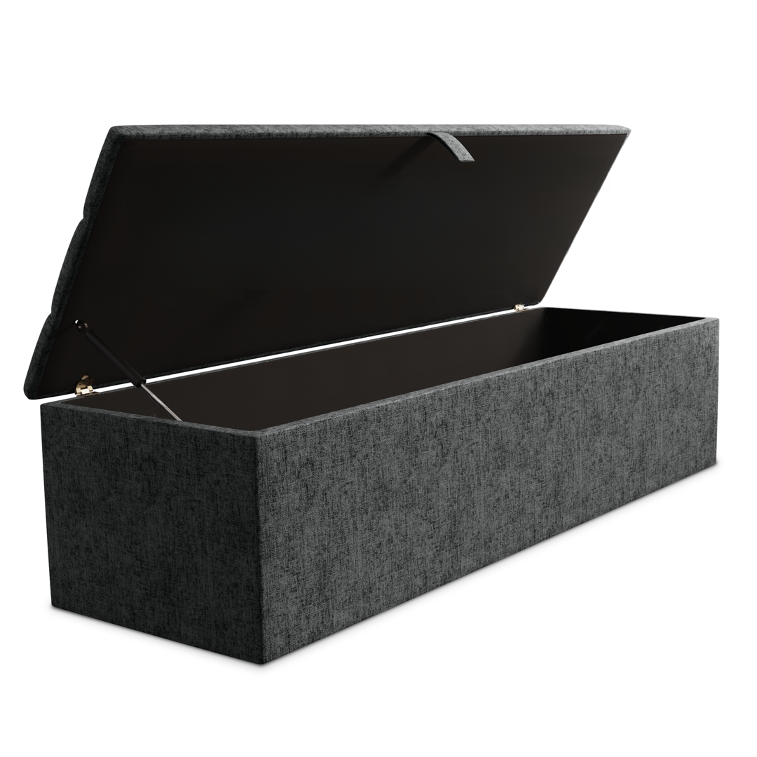 Athens Ottoman Storage Box - Charcoal Chenille