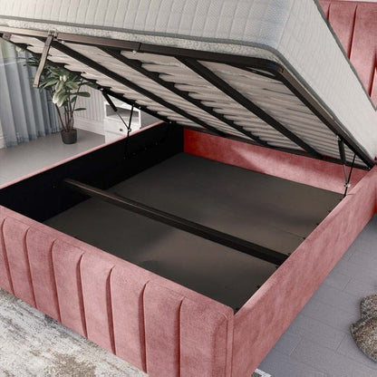 Lisbon Upholstered Ottoman Bed - Pink Coniston