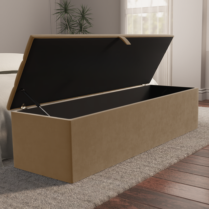 Athens Ottoman Storage Box - Mink Plush Velvet