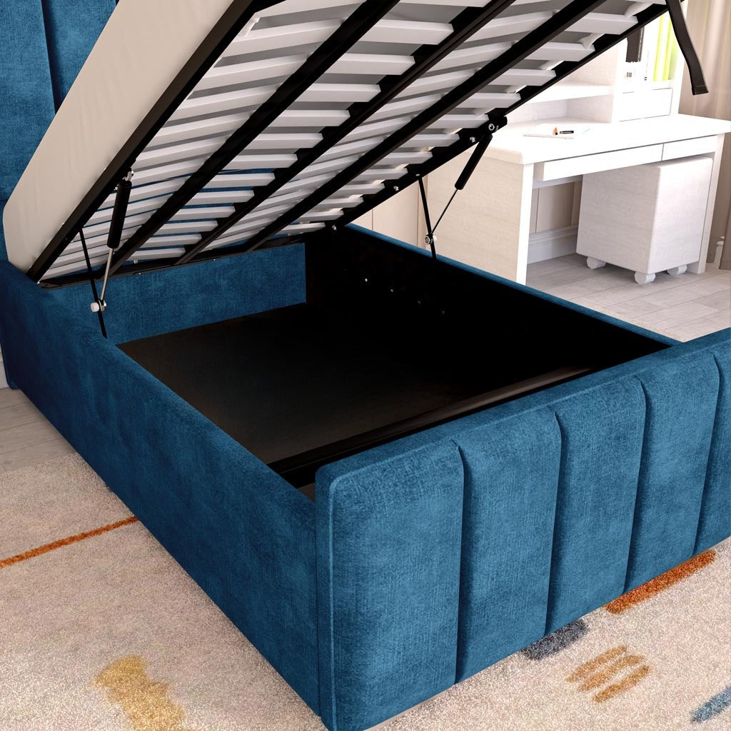 Lisbon Kids Upholstered Ottoman Bed - Blue Coniston