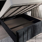 Cambridge Upholstered Ottoman Bed - Black Plush Velvet