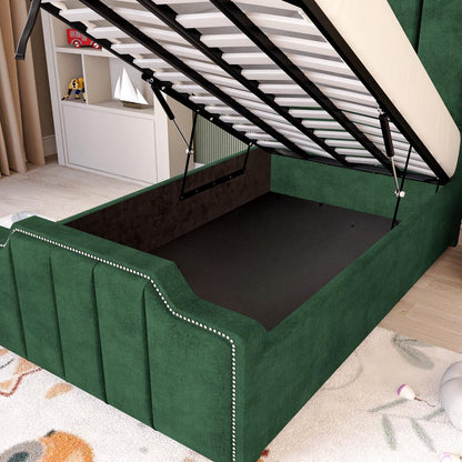 Washington Kids Upholstered Ottoman Bed - Emerald Coniston
