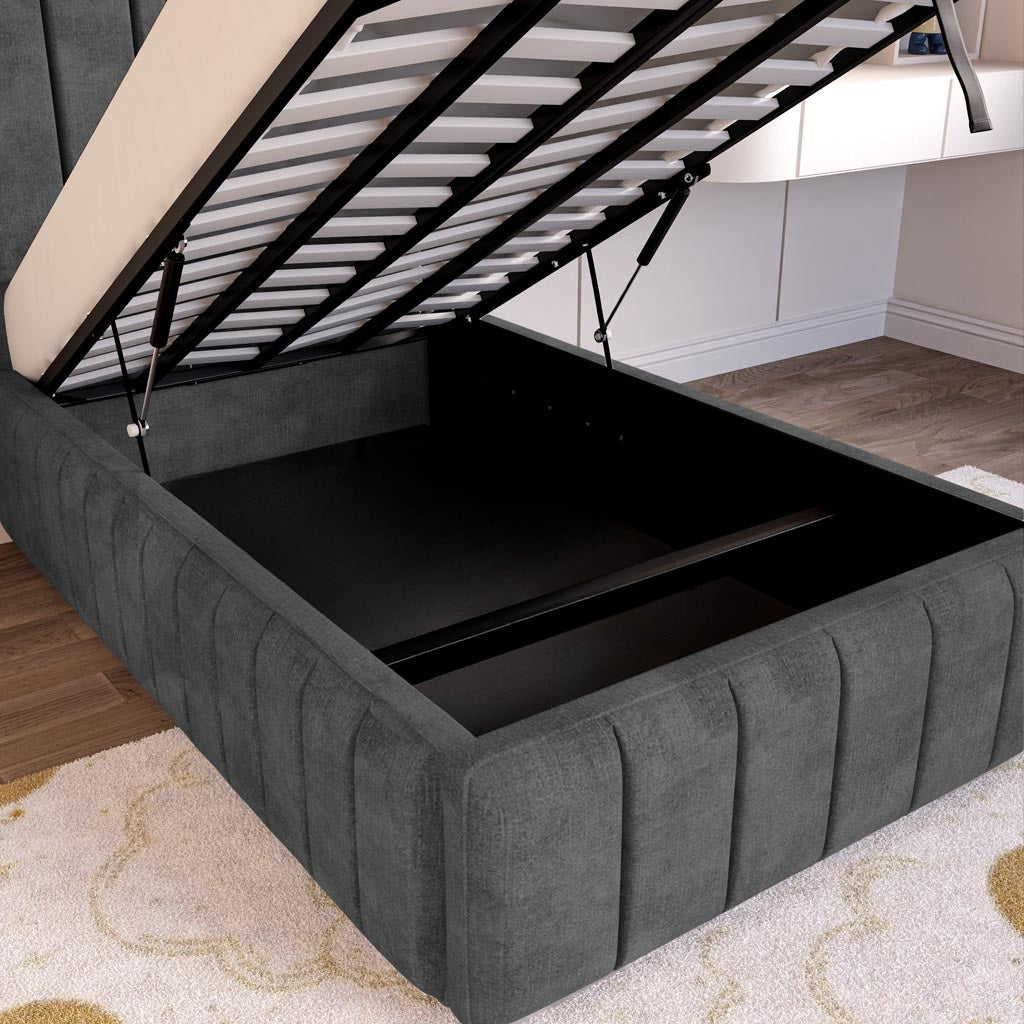 Milan Kids Upholstered Ottoman Bed - Charcoal Coniston