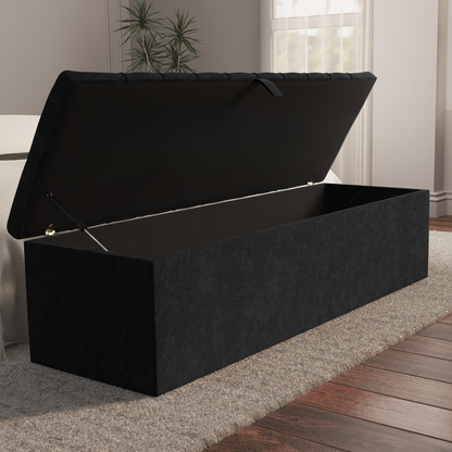 Chesterfield Ottoman Storage Box - Black Naples