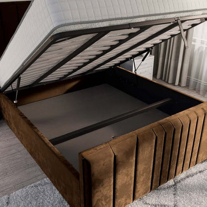 Cambridge Upholstered Ottoman Bed - Mocca Plush Velvet