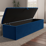 Lisbon Ottoman Storage Box - Blue Plush Velvet