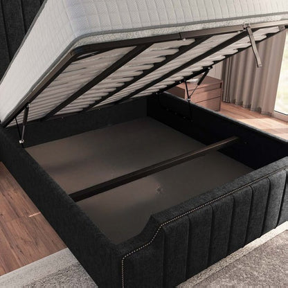 Washington Upholstered Ottoman Bed - Black Chenille