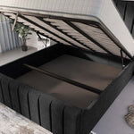 Lisbon Upholstered Ottoman Bed - Black Naples