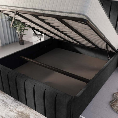 Lisbon Upholstered Ottoman Bed - Black Naples