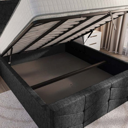 Lancaster Upholstered Ottoman Bed - Black Chenille