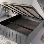 Lisbon Upholstered Ottoman Bed - Silver Chenille