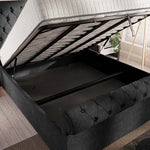 Berlin Upholstered Ottoman Bed - Black Naples