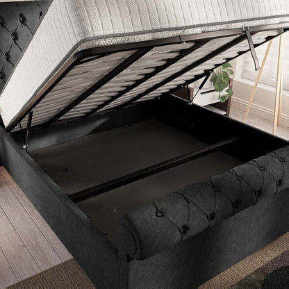 Berlin Upholstered Ottoman Bed - Black Naples