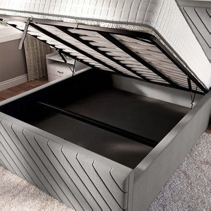 Oxford Upholstered Ottoman Bed - Silver Linoso