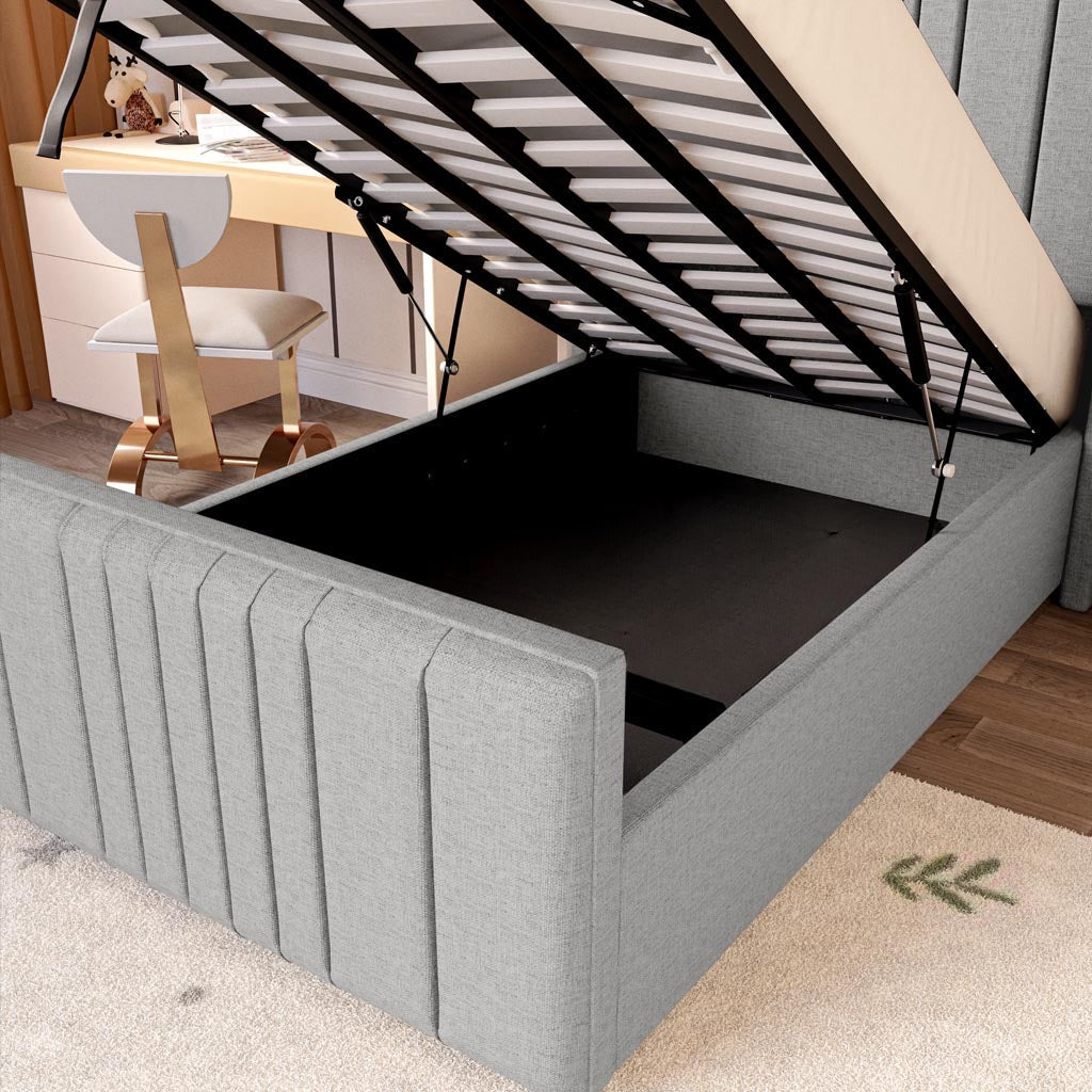 Cambridge Kids Upholstered Ottoman Bed - Silver Linoso
