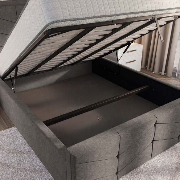 Lancaster Upholstered Ottoman Bed - Slate Grey Naples