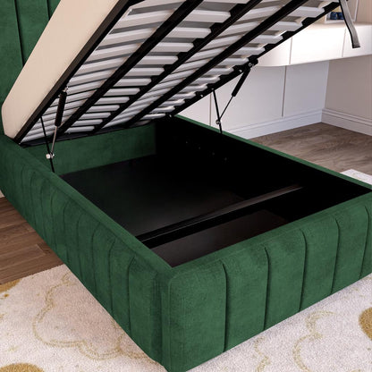 Milan Kids Upholstered Ottoman Bed - Emerald Coniston