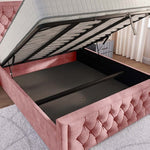 Valencia Upholstered Ottoman Bed - Pink Coniston