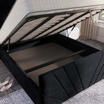 Fiji Sunrise Upholstered Ottoman Bed - Black Plush Velvet