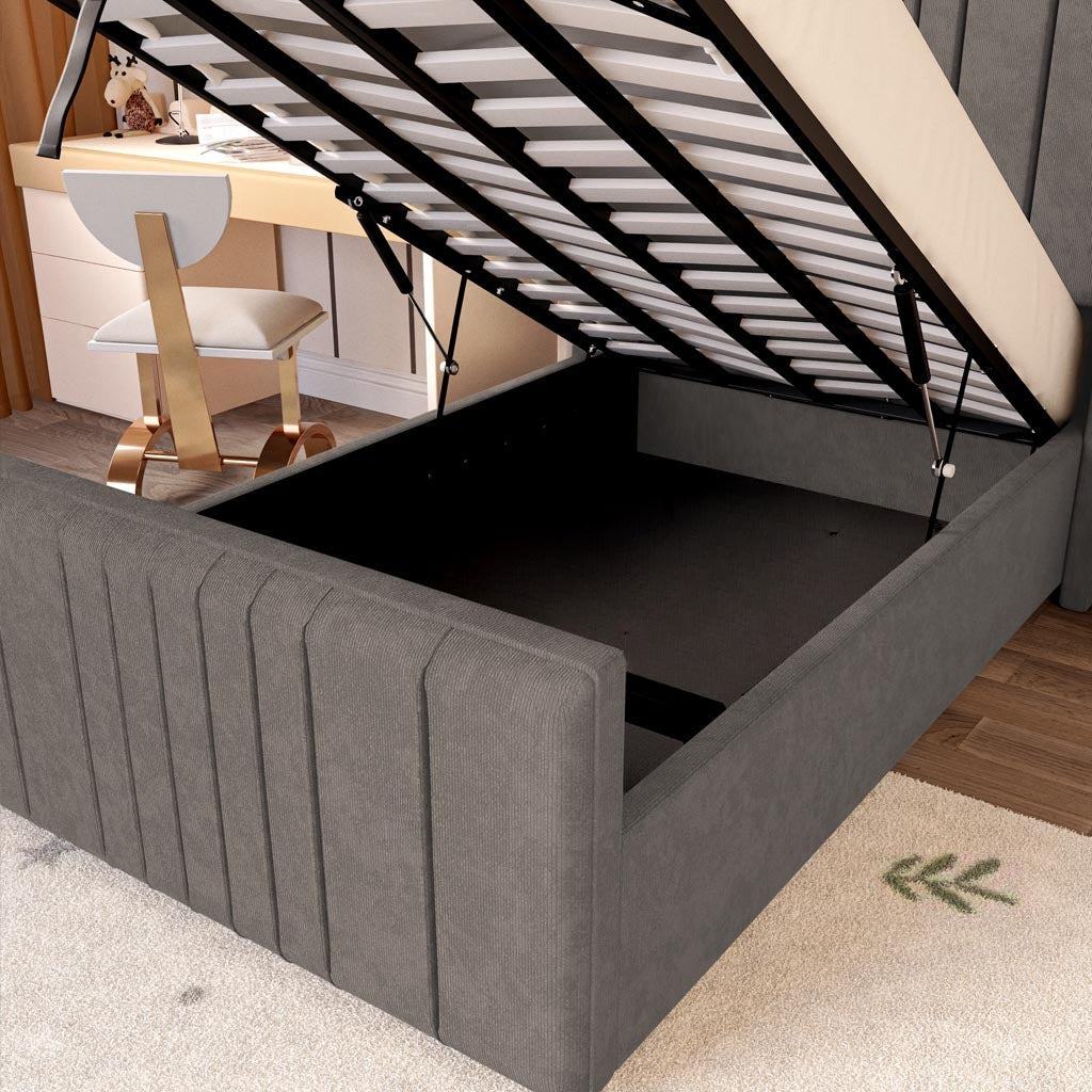 Cambridge Kids Upholstered Ottoman Bed - Slate Grey Naples