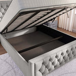 Valencia Upholstered Ottoman Bed - Silver Linoso