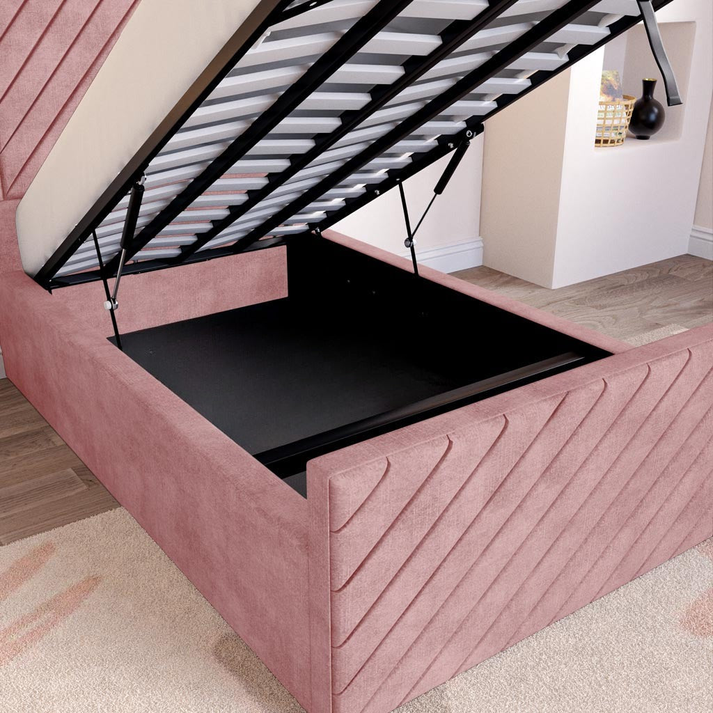 Oxford Kids Upholstered Ottoman Bed - Pink Coniston