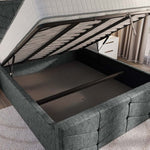 Lancaster Upholstered Ottoman Bed - Charcoal Chenille