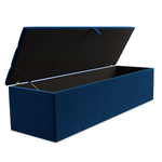 Athens Ottoman Storage Box - Blue Plush Velvet