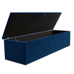 Cubed Ottoman Storage Box - Blue Plush Velvet