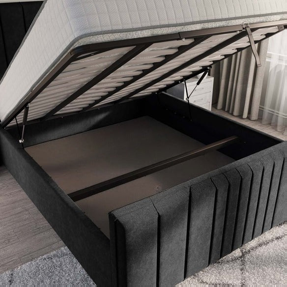 Cambridge Upholstered Ottoman Bed - Black Naples