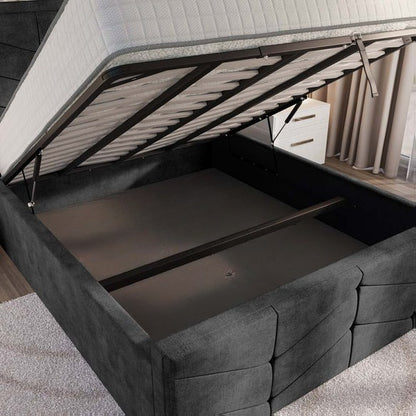 Lancaster Upholstered Ottoman Bed - Charcoal Coniston