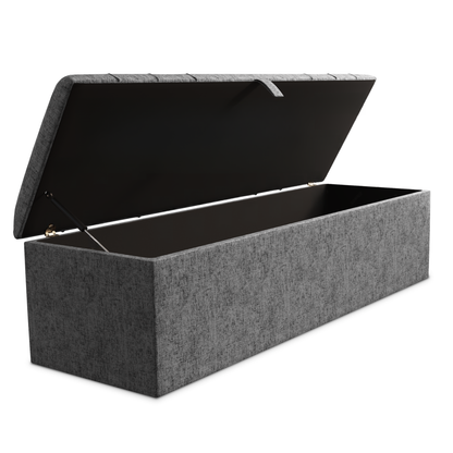 Dallas Ottoman Storage Box - Silver Chenille