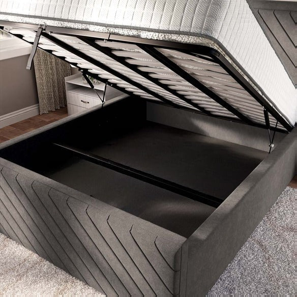 Oxford Upholstered Ottoman Bed - Slate Grey Naples
