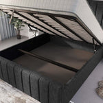 Lisbon Upholstered Ottoman Bed - Black Chenille