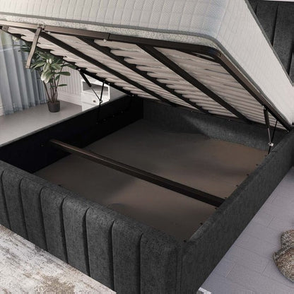 Lisbon Upholstered Ottoman Bed - Black Chenille
