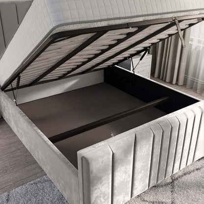 Cambridge Upholstered Ottoman Bed - Silver Plush Velvet
