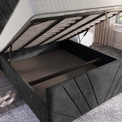 Fiji Sunrise Upholstered Ottoman Bed - Charcoal Coniston