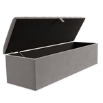 Lisbon Ottoman Storage Box - Silver Plush Velvet