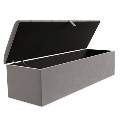 Lisbon Ottoman Storage Box - Silver Plush Velvet