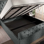Berlin Upholstered Ottoman Bed - Charcoal Chenille