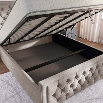 Valencia Upholstered Ottoman Bed - Seal Grey Naples
