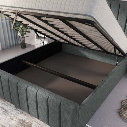 Lisbon Upholstered Ottoman Bed - Charcoal Chenille