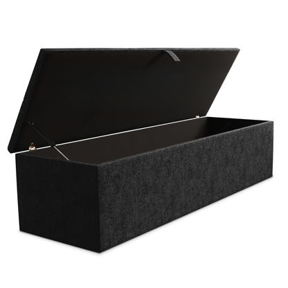 Cubed Ottoman Storage Box - Black Chenille