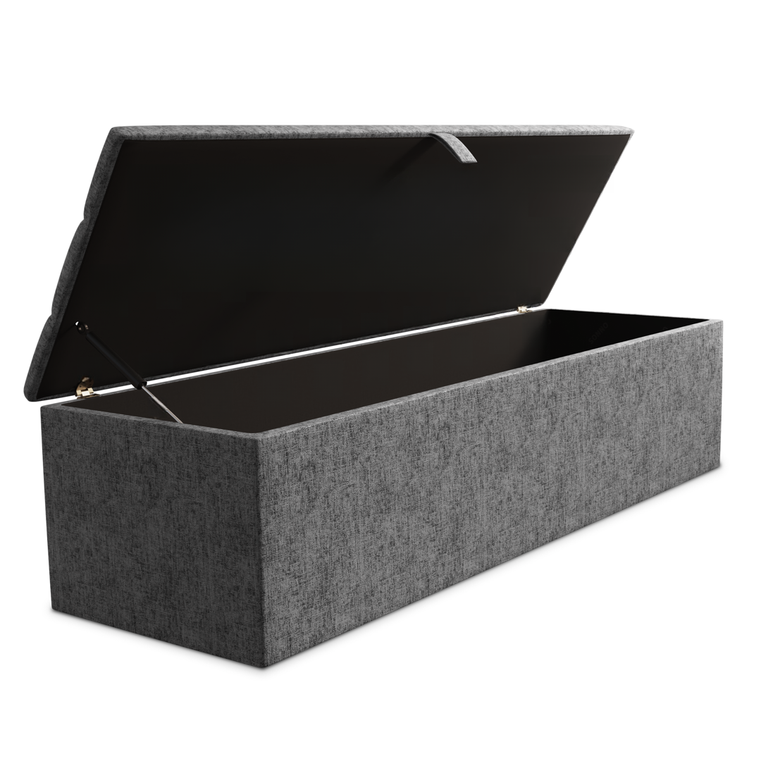 Athens Ottoman Storage Box - Silver Chenille
